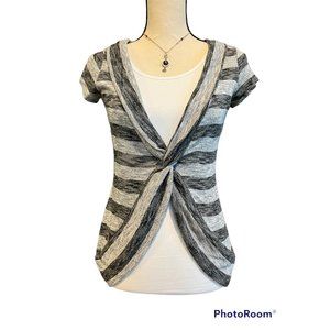 Vanity Criss Cross Grey and Black Shirt Womens M